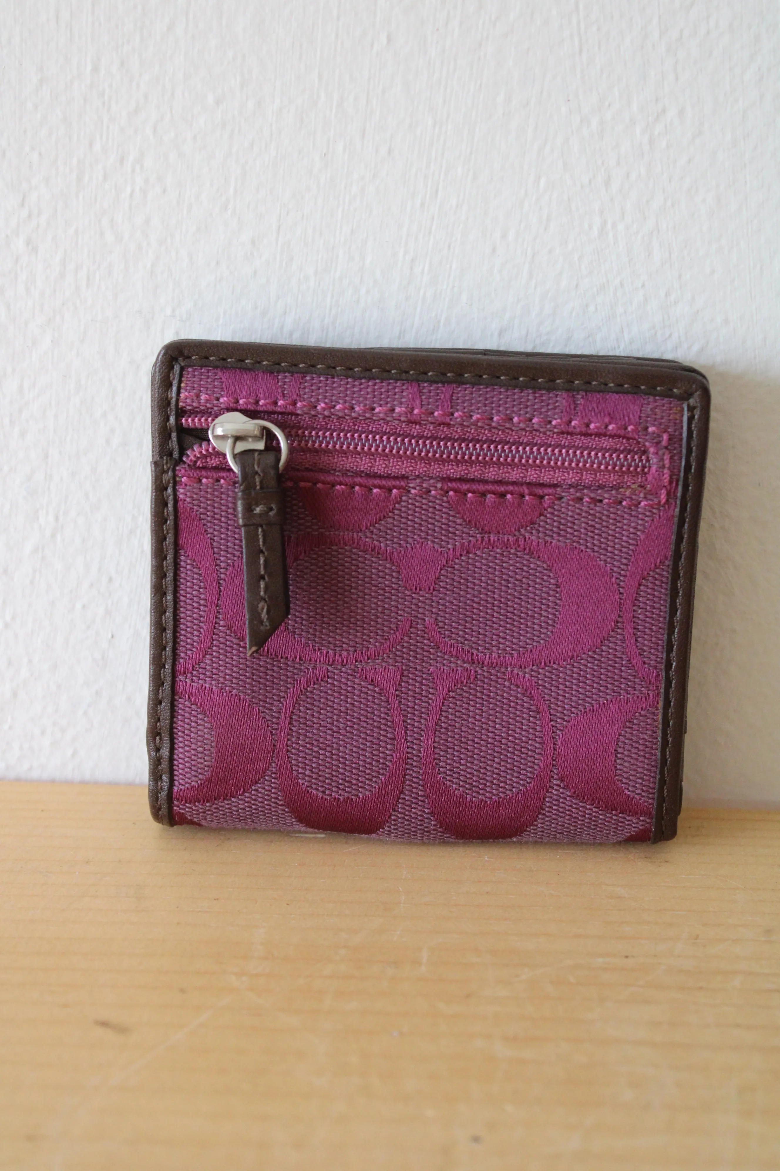 Coach Pleated Purple Canvas Wallet