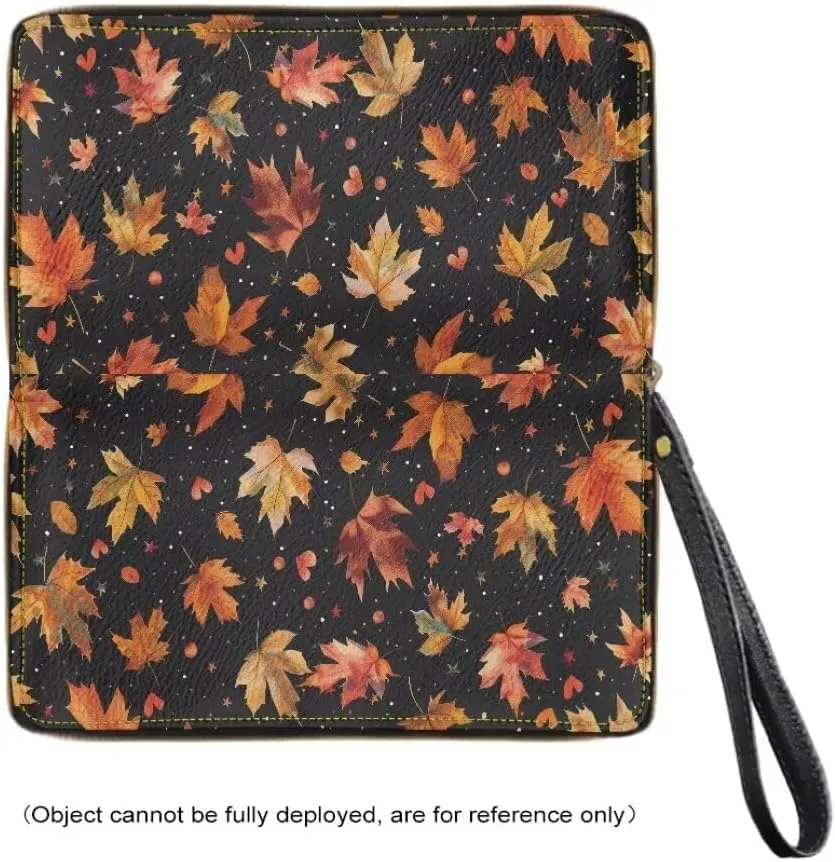 Coldinair Autumn Maple Leaves Wallet for Women Zip Around PU Leather Long Purse Travel Clutch Wristlet Card Holder Organizer