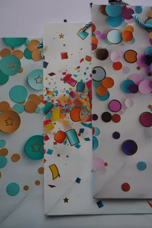 Colorful Confetti Celebration Gift Bags – Assorted Designs