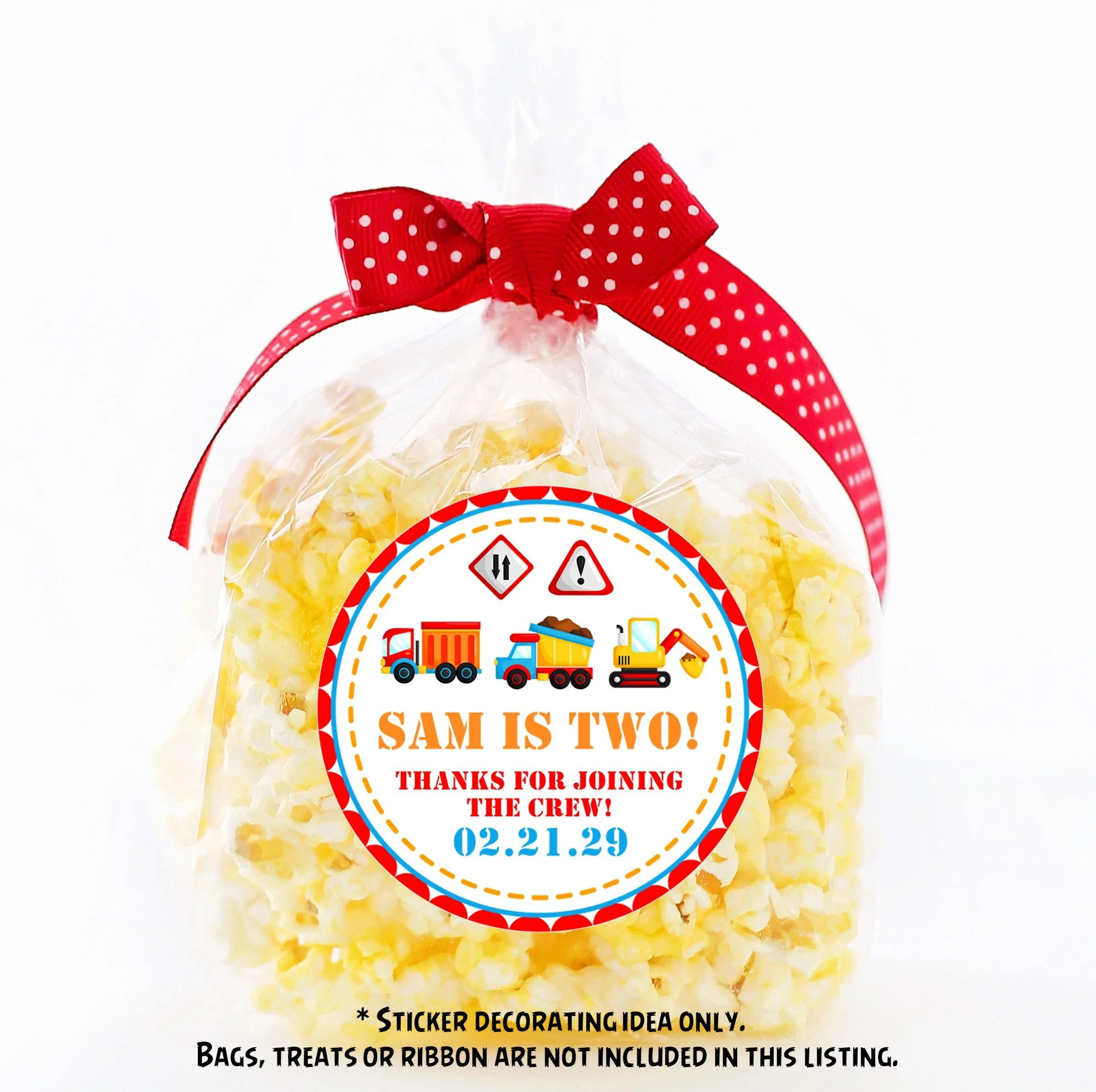 Colorful Construction Birthday Stickers