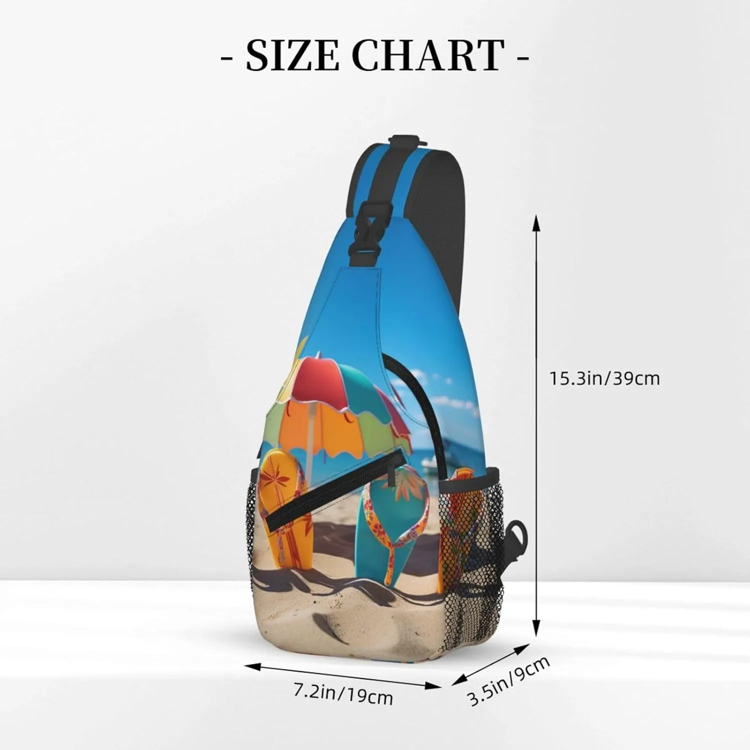 Colorful Flip Flops Beach Ball Sling Bag Backpack For Men Cross Chest Bag Crossbody Shoulder Bag Travel Hiking Daypack