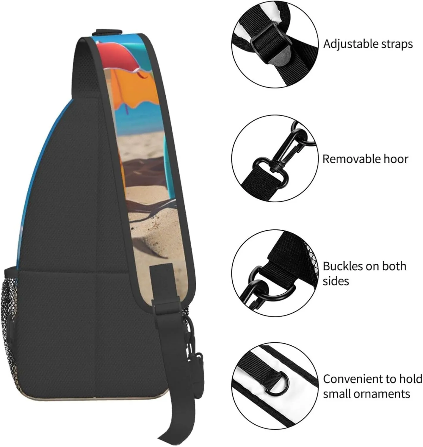 Colorful Flip Flops Beach Ball Sling Bag Backpack For Men Cross Chest Bag Crossbody Shoulder Bag Travel Hiking Daypack