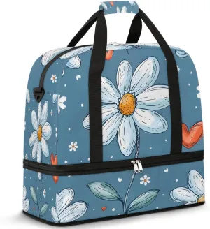 Colorful Flower Beauty Pattern Travel Duffle Bag, Collapsible Travel Bag Sports Gym Bag With Shoes Compartment Weekender Bag Overnight Bag For Women Men