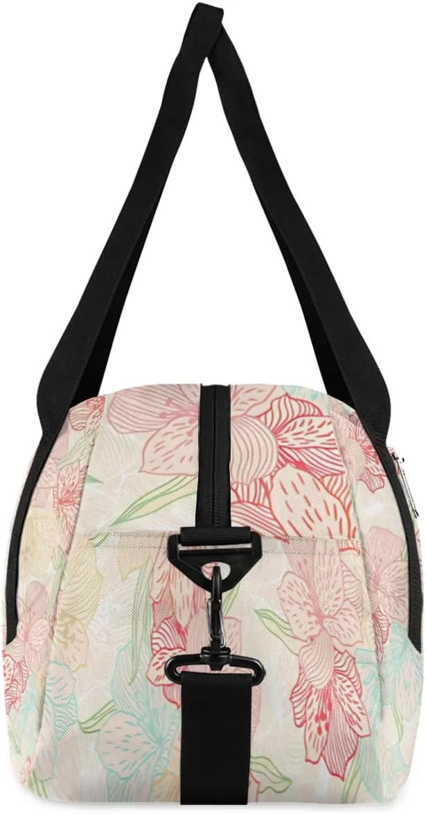 Colorful Flowers Print Gym Bag, Duffle Bag, Weekender Bag, Duffel Bag, Overnight Bag, Travel Duffel Bag, Dance Bag, Tote Bag, Beach Bag, Pool Bag, Gym Duffle Bag, Carry on Bag