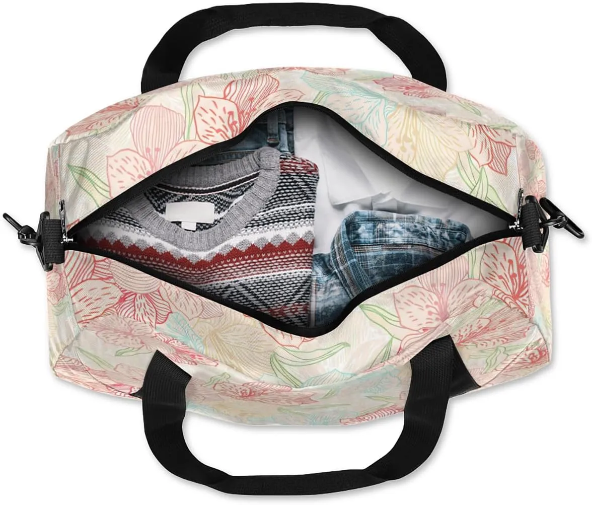 Colorful Flowers Print Gym Bag, Duffle Bag, Weekender Bag, Duffel Bag, Overnight Bag, Travel Duffel Bag, Dance Bag, Tote Bag, Beach Bag, Pool Bag, Gym Duffle Bag, Carry on Bag