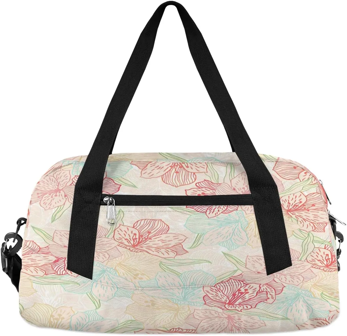 Colorful Flowers Print Gym Bag, Duffle Bag, Weekender Bag, Duffel Bag, Overnight Bag, Travel Duffel Bag, Dance Bag, Tote Bag, Beach Bag, Pool Bag, Gym Duffle Bag, Carry on Bag