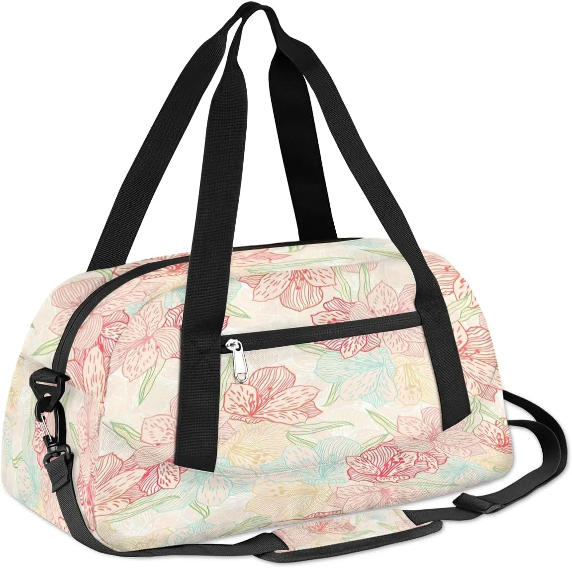 Colorful Flowers Print Gym Bag, Duffle Bag, Weekender Bag, Duffel Bag, Overnight Bag, Travel Duffel Bag, Dance Bag, Tote Bag, Beach Bag, Pool Bag, Gym Duffle Bag, Carry on Bag