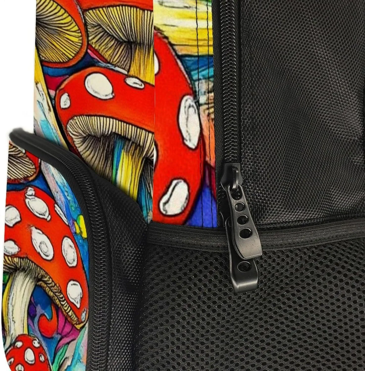Colorful Mushrooms Art Shoulder Book Bags Polyester Multipurpose Anti-Theft Carry On Bag Large Capacity Travel Hiking & Camping Rucksack