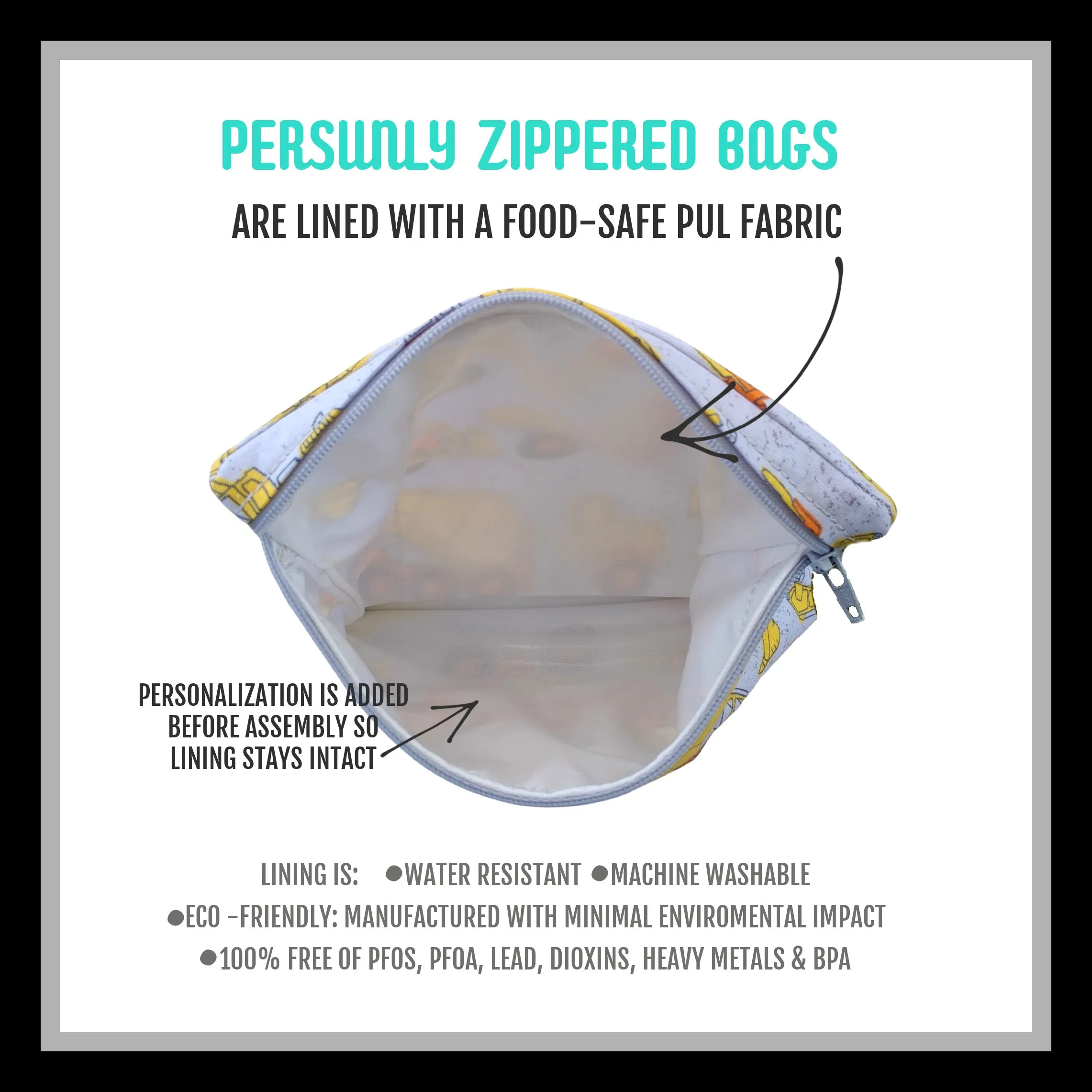 Colorful Raindrops Personalized Reusable Food Bag