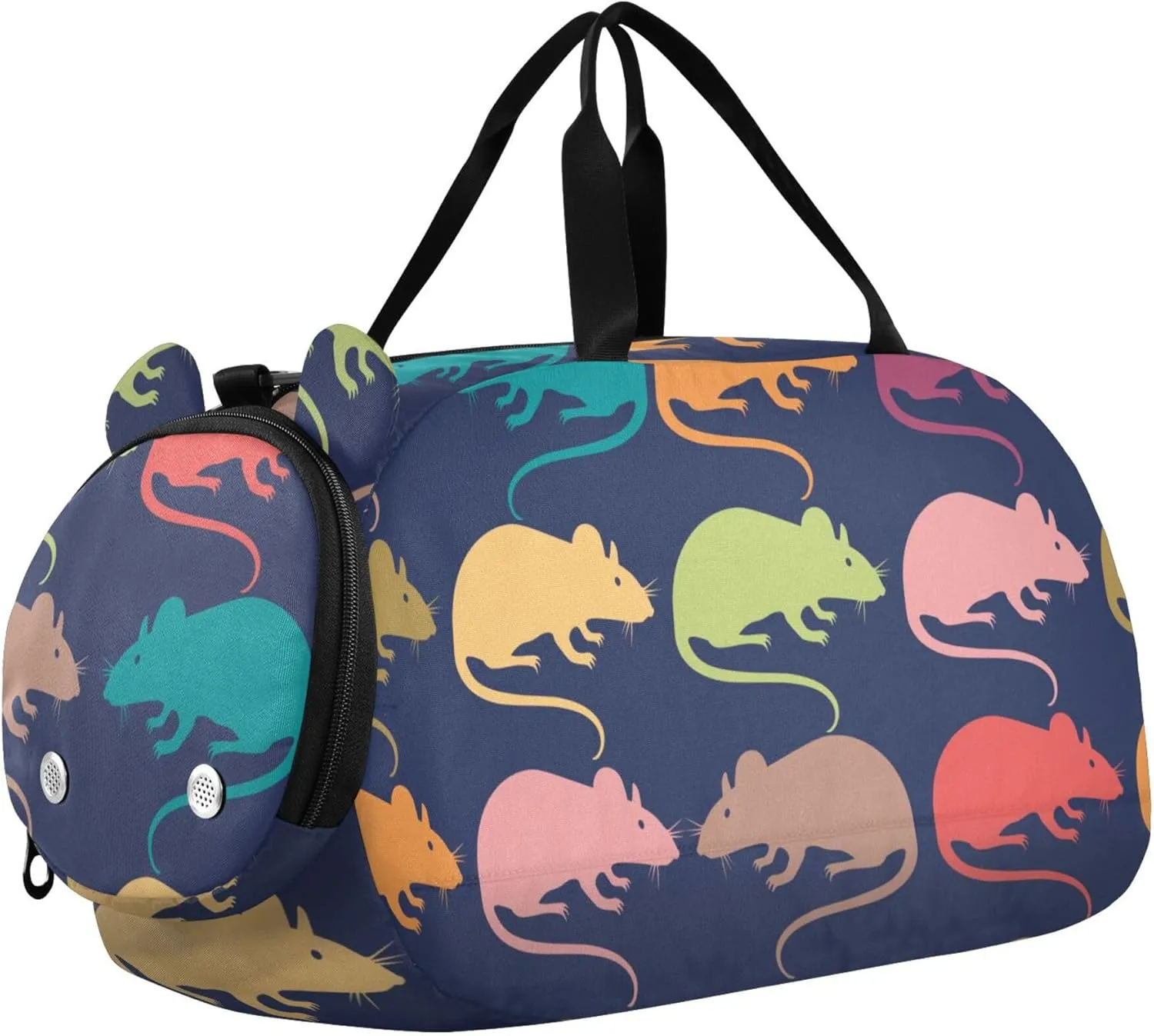 Colorful Rats Nice Mouses Sports Duffle Bag for Girls Boys, Gym Bag with Shoe Compartment, Kids Travel Overnight Weekender Shoulder Bag