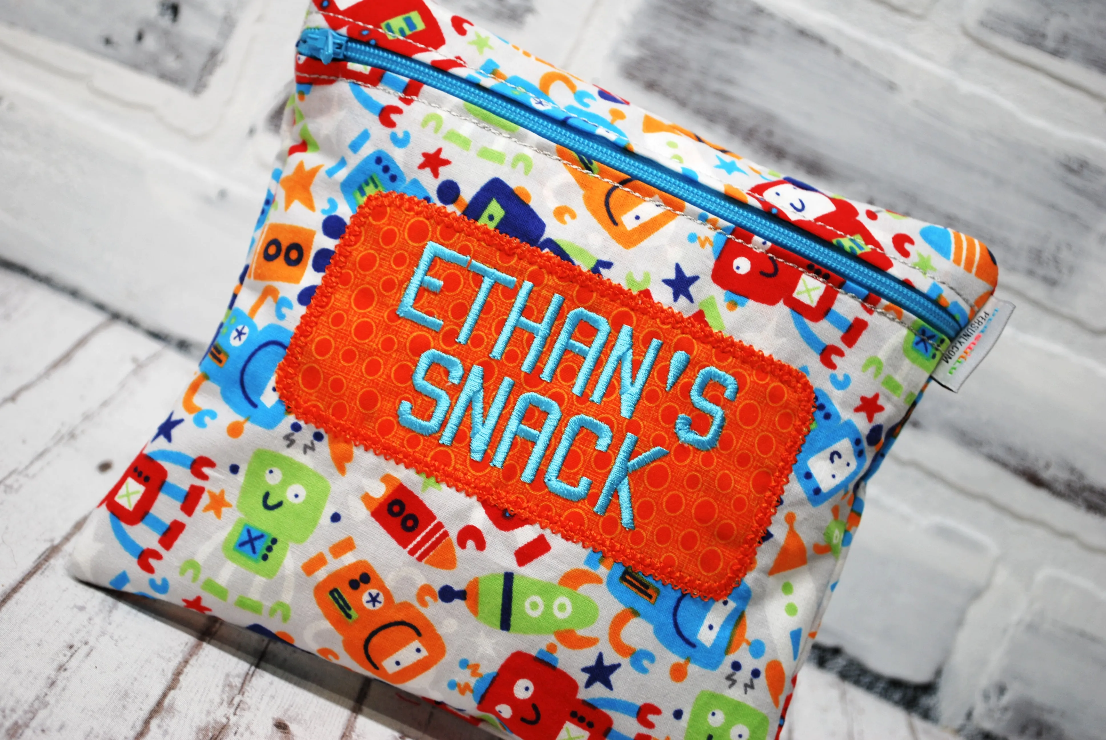 Colorful Robot Personalized Reusable Food Bag