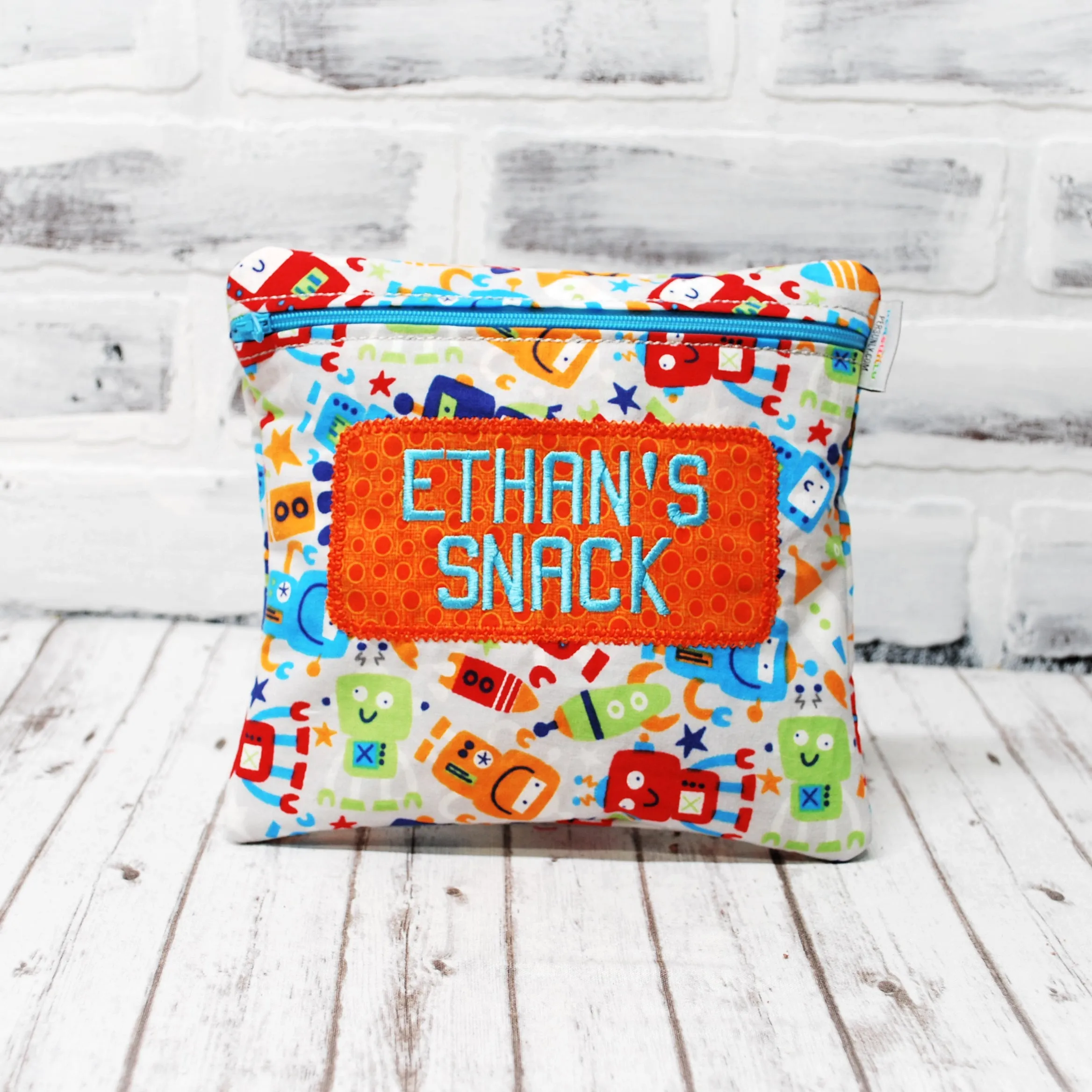 Colorful Robot Personalized Reusable Food Bag
