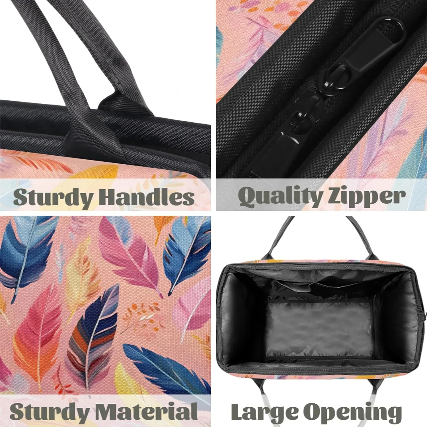 Colorful Sharp Feathers Large Travel Duffel Bag Gym Tote Bag for Women Men Waterproof Weekend Overnight Bag Carry On Tote Luggage with Pocket Personal Item Bags Sports Bag fit Travel Sports Gym Yoga