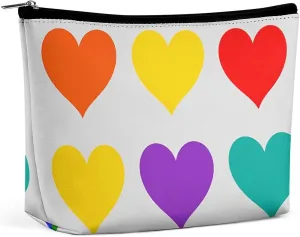 Cosmetic Bag Makeup Bags for Women Portable Makeup Bag Colorful Rainbow Hearts Makeup Case Travel Toiletry Bag for Travel Accessories