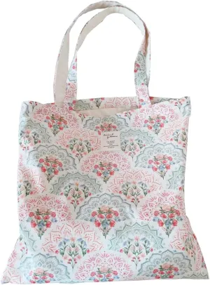 Cotton Canvas Tote Bag Reusable Soft Grocery Cloth Bag Floral Shoulder Bag for Beach Travel Shopping