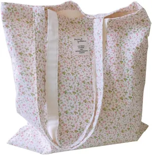 Cotton Canvas Tote Bag Reusable Soft Grocery Cloth Bag Floral Shoulder Bag for Beach Travel Shopping