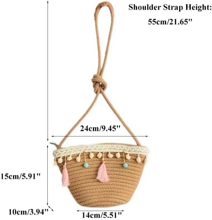 Cotton Clutch Purse for Women Woven Crossbody Shoulder Handbag Summer Beach Woven Travel Bag Shoulder Sling Bag Brown