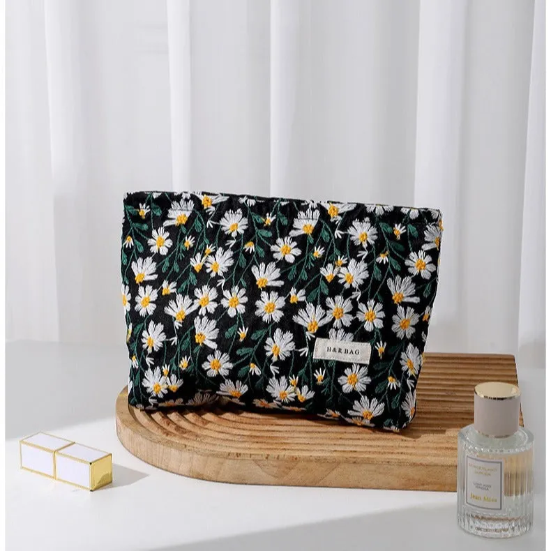 Cotton Embroidered Flower Portable Supplies Sundries Handbags