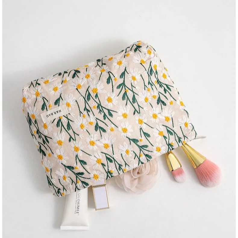 Cotton Embroidered Flower Portable Supplies Sundries Handbags