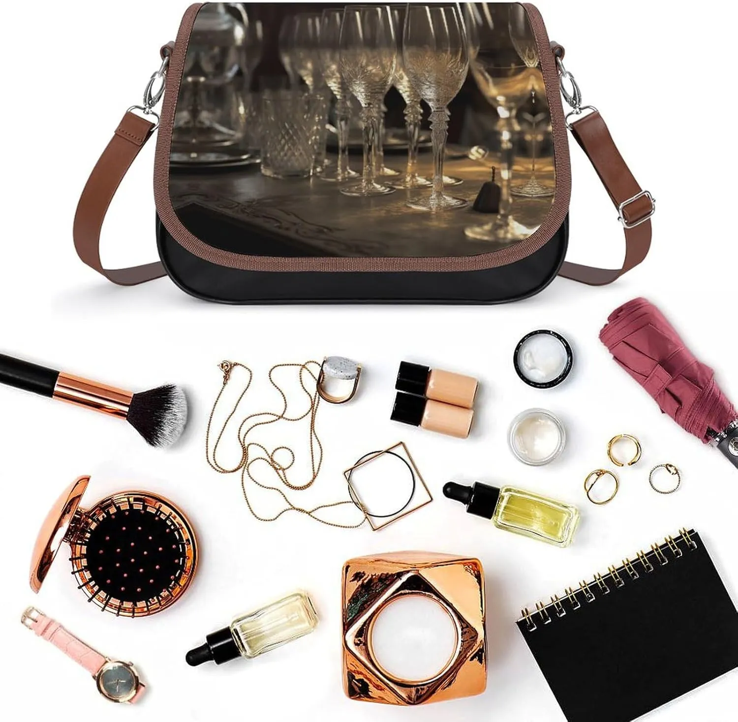 Couple Watching Sunrise Crossbody Bags for Women,PU Leather Tote Bag for Women,Shoulder Bag Purse for Work Shopping Travel