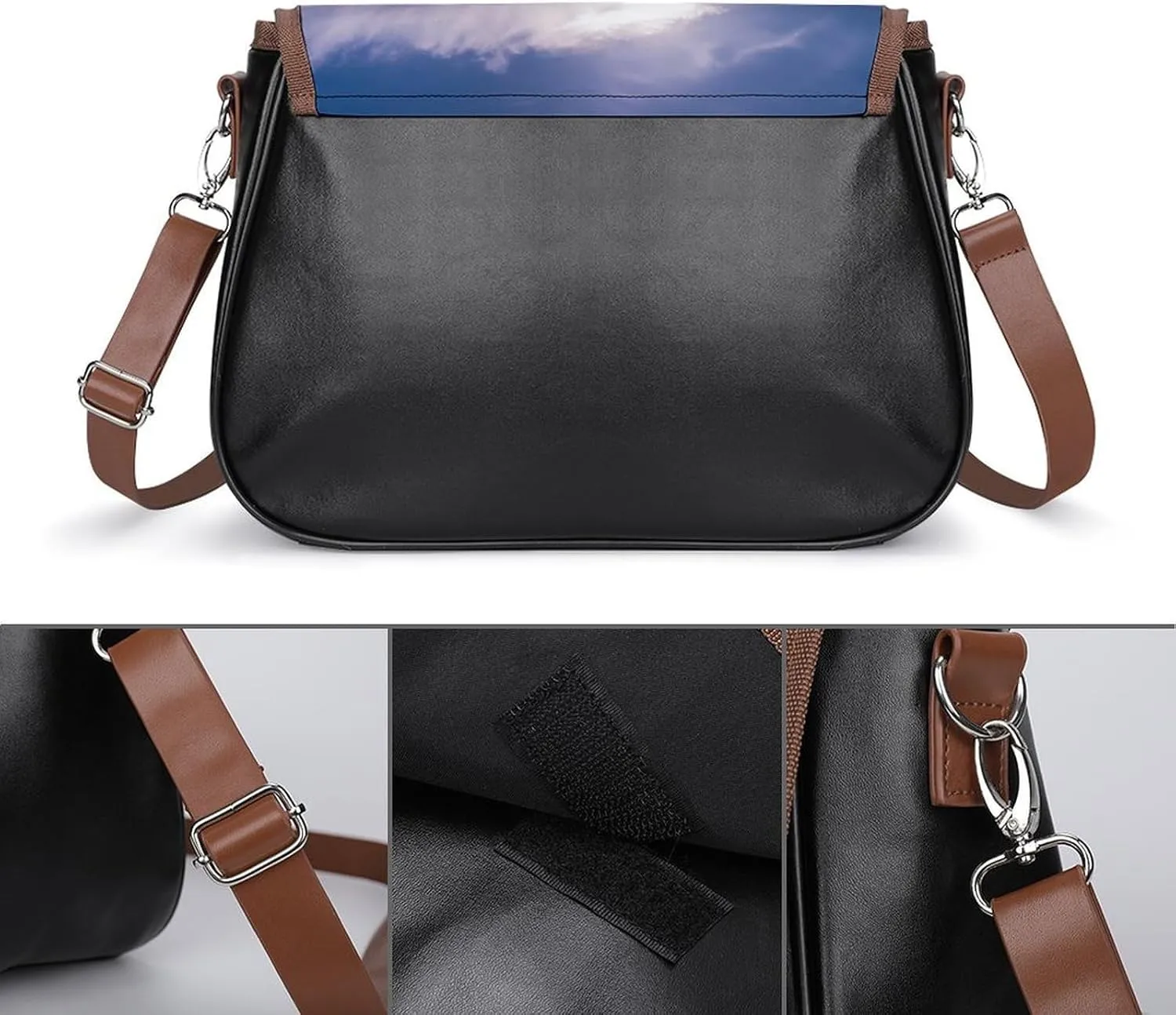 Couple Watching Sunrise Crossbody Bags for Women,PU Leather Tote Bag for Women,Shoulder Bag Purse for Work Shopping Travel