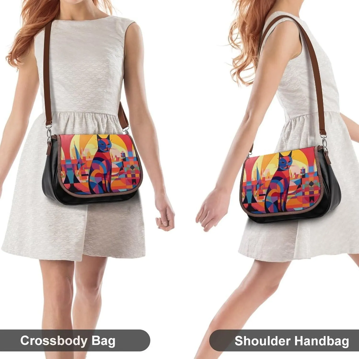Couple Watching Sunrise Crossbody Bags for Women,PU Leather Tote Bag for Women,Shoulder Bag Purse for Work Shopping Travel