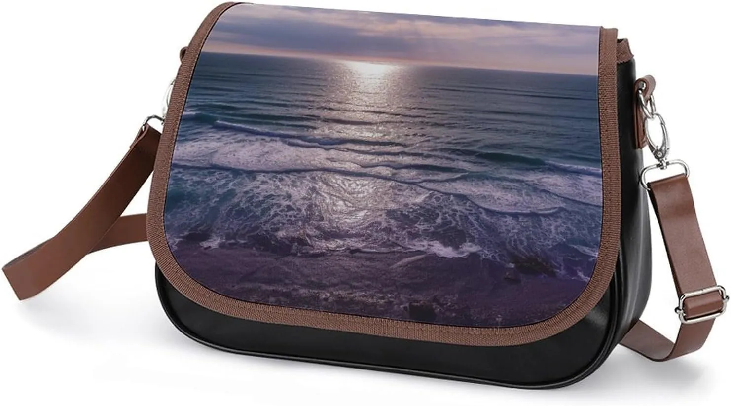 Couple Watching Sunrise Crossbody Bags for Women,PU Leather Tote Bag for Women,Shoulder Bag Purse for Work Shopping Travel