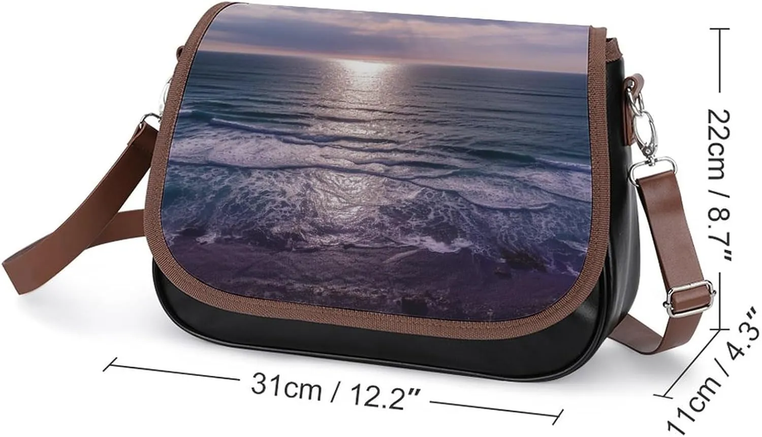 Couple Watching Sunrise Crossbody Bags for Women,PU Leather Tote Bag for Women,Shoulder Bag Purse for Work Shopping Travel