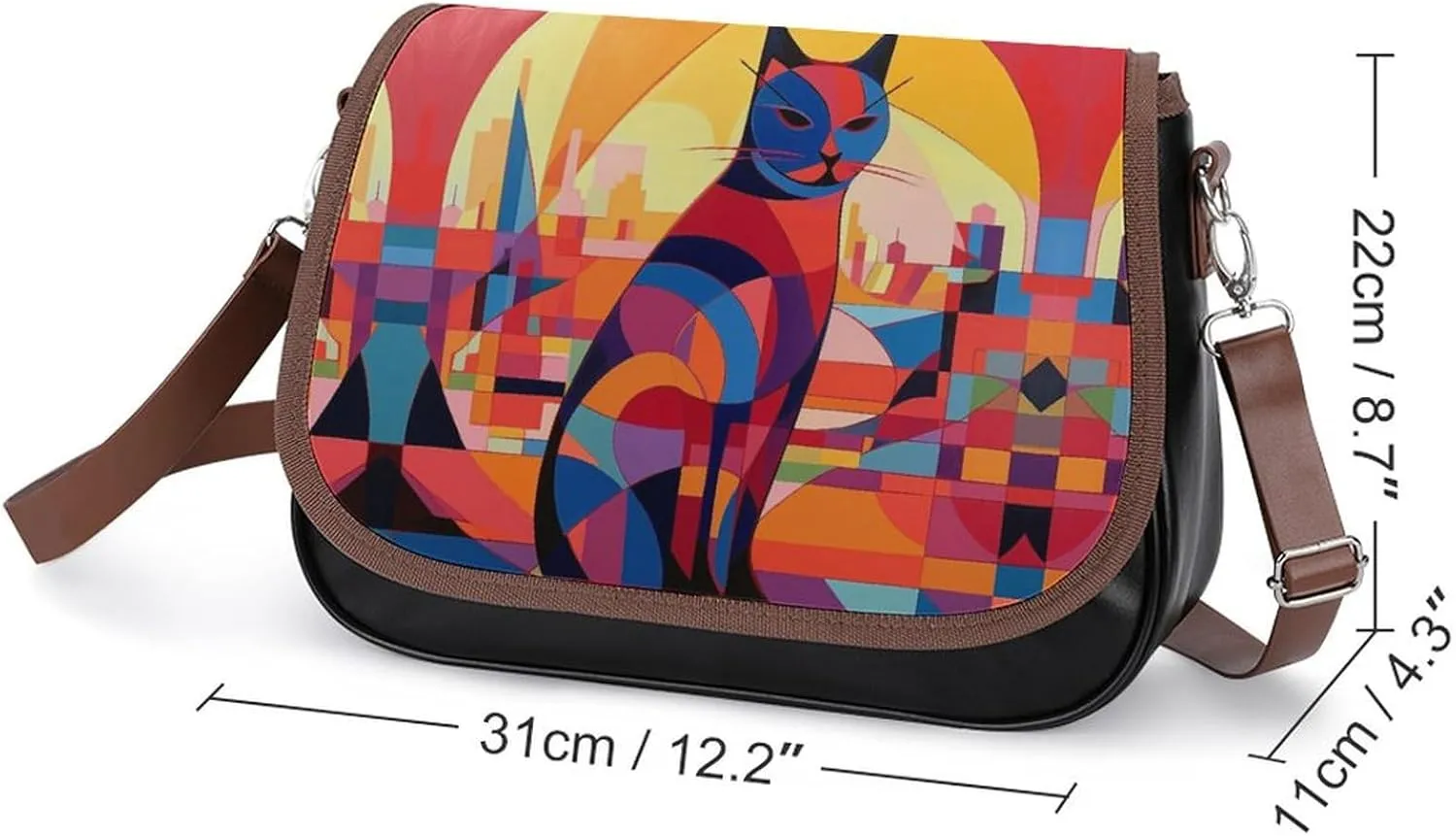 Couple Watching Sunrise Crossbody Bags for Women,PU Leather Tote Bag for Women,Shoulder Bag Purse for Work Shopping Travel