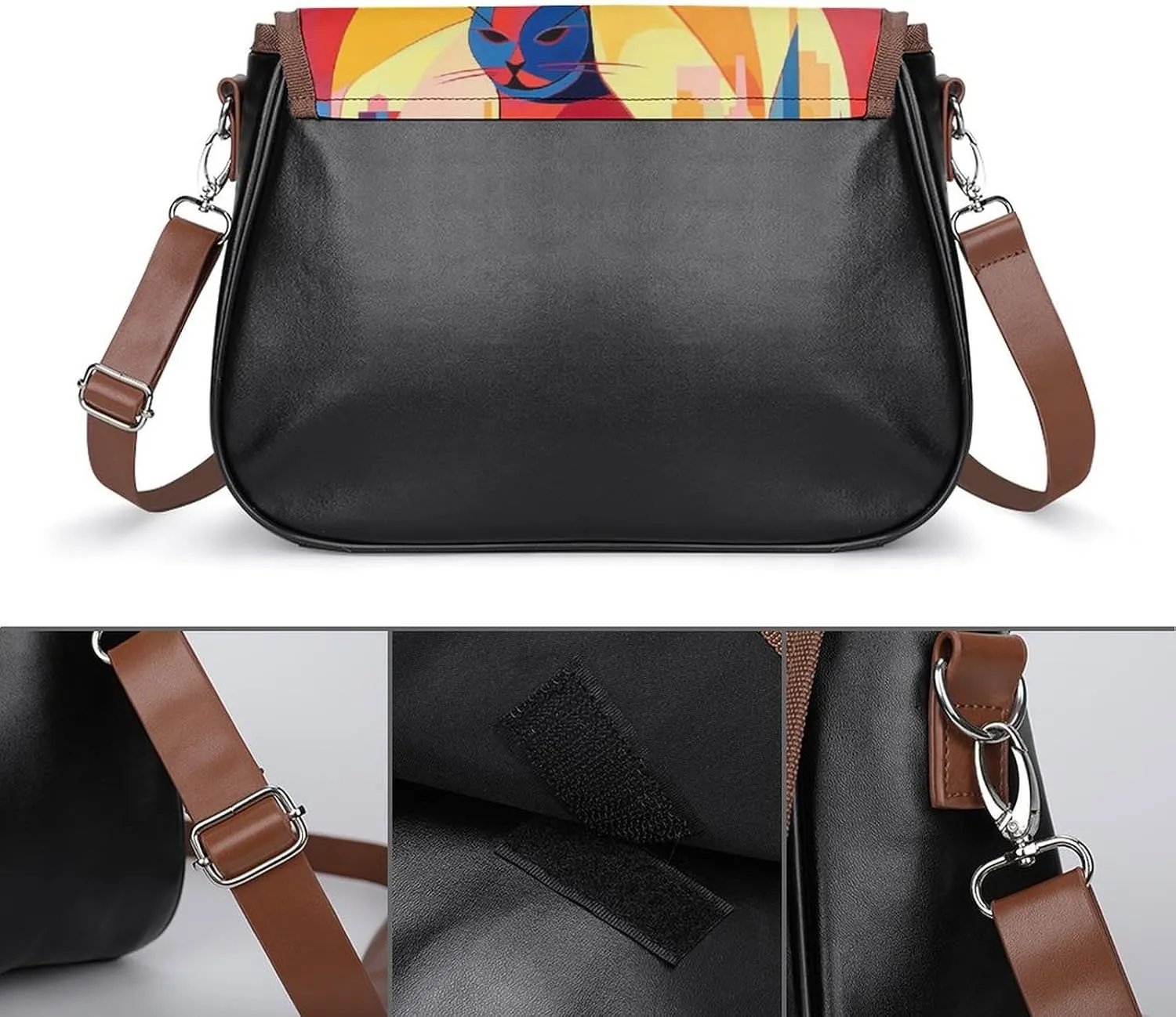 Couple Watching Sunrise Crossbody Bags for Women,PU Leather Tote Bag for Women,Shoulder Bag Purse for Work Shopping Travel