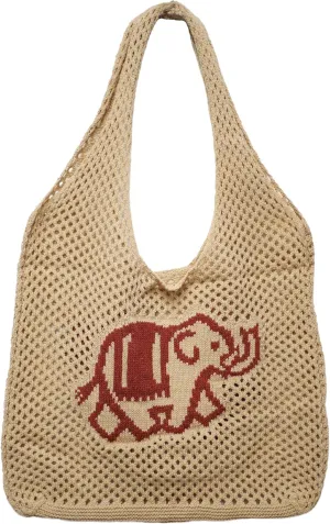 Crochet Tote Bag, Elephant Beach Mesh Knitted Bag Shoulder Bag Handbags for Women Summer
