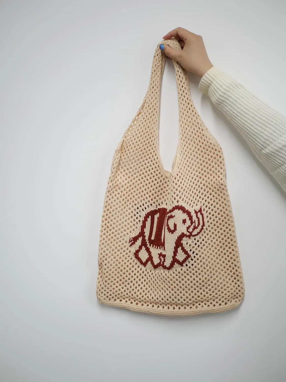Crochet Tote Bag, Elephant Beach Mesh Knitted Bag Shoulder Bag Handbags for Women Summer