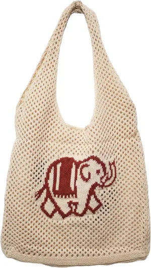 Crochet Tote Bag, Elephant Beach Mesh Knitted Bag Shoulder Bag Handbags for Women Summer