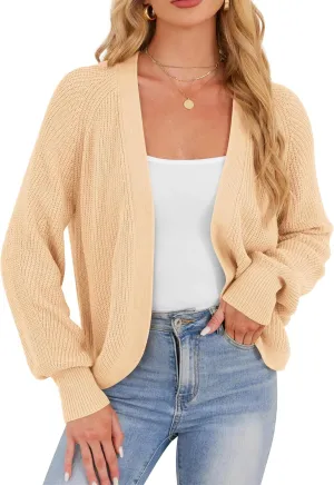 Cropped Cardigan Sweaters for Women Trendy Chunky Cable Knit Soft Cute Loose Sweaters Coats for Casual