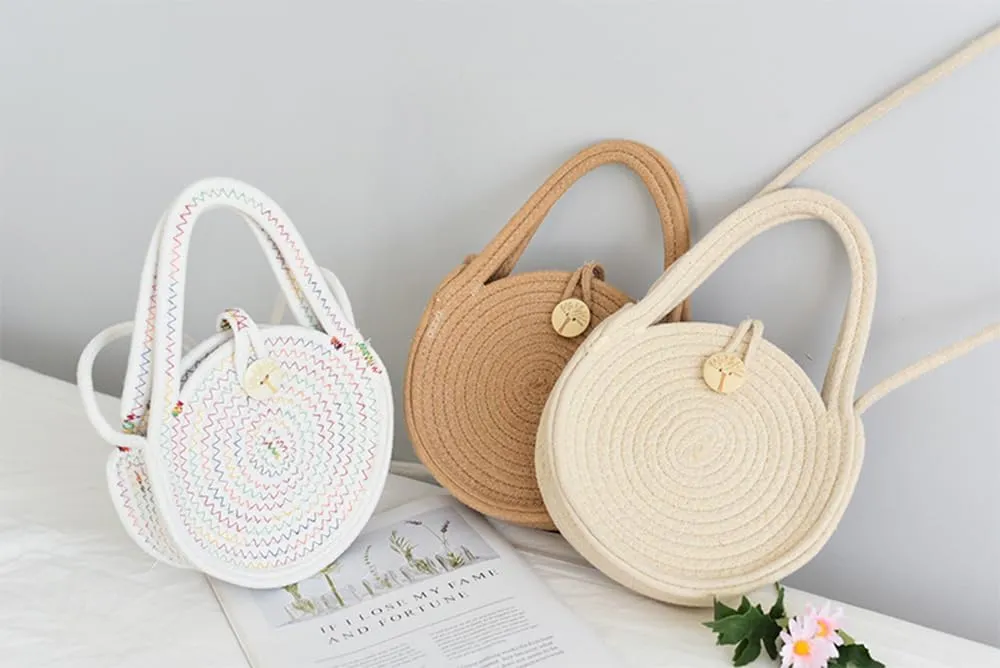 Crossbody Bag for Women Hand-Woven Women Summer Purse Retro Beach Tote Shoulder Bag Top-Handle Travel Beach Bag Brown
