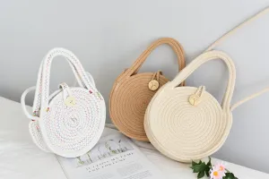 Crossbody Bag for Women Hand-Woven Women Summer Purse Retro Beach Tote Shoulder Bag Top-Handle Travel Beach Bag Brown