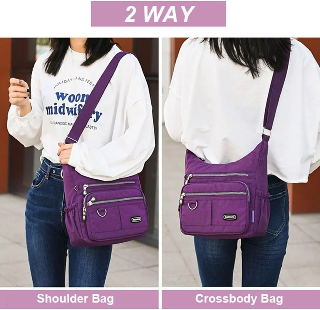 Crossbody Bag for Women Multi Pocket Shoulder Handbags Purse Waterproof Nylon Messenger Bag Ladies Travel Bag