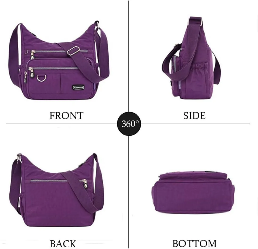 Crossbody Bag for Women Multi Pocket Shoulder Handbags Purse Waterproof Nylon Messenger Bag Ladies Travel Bag