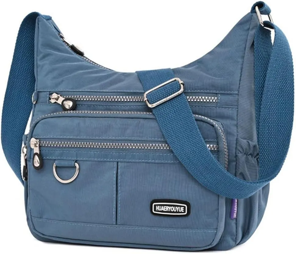 Crossbody Bag for Women Multi Pocket Shoulder Handbags Purse Waterproof Nylon Messenger Bag Ladies Travel Bag