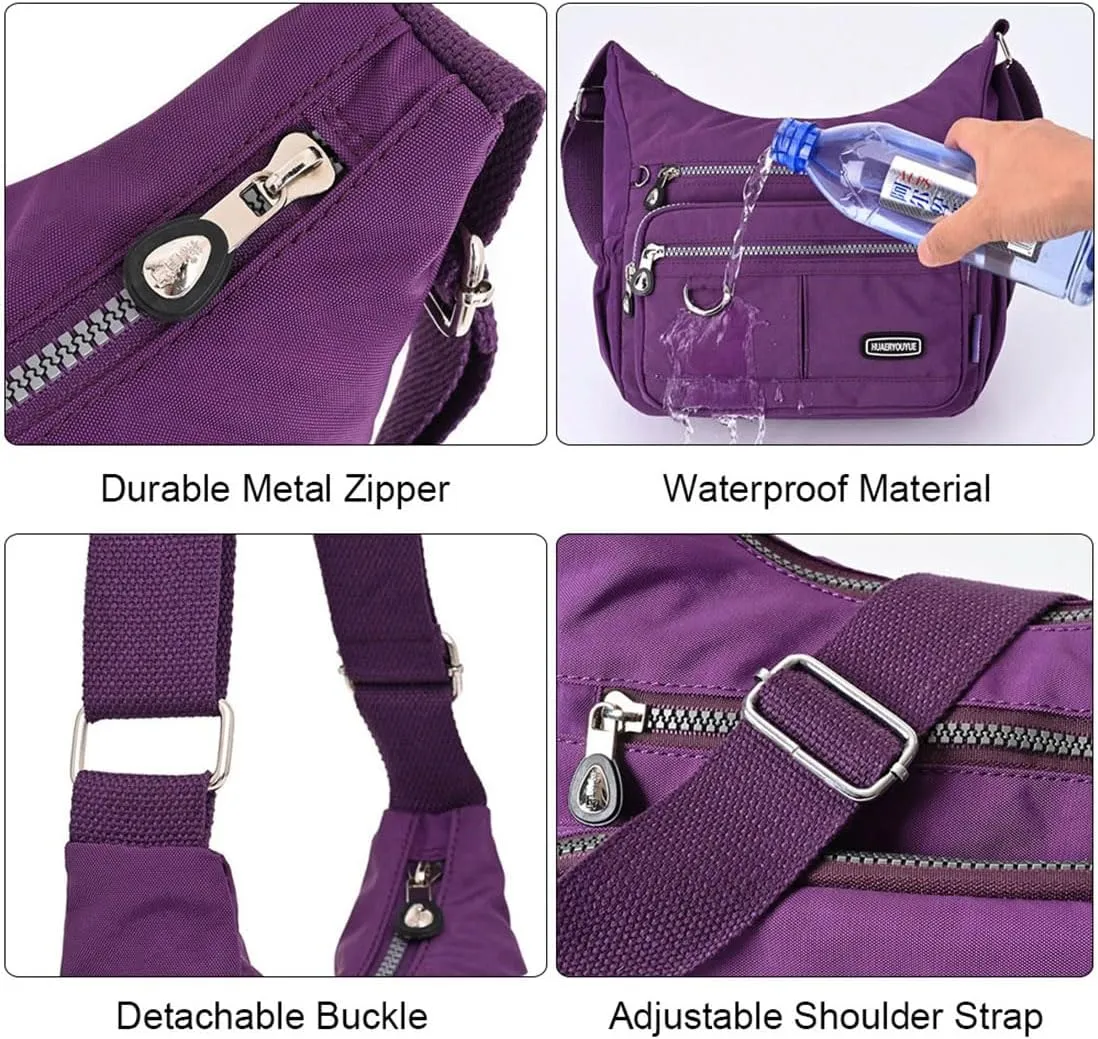 Crossbody Bag for Women Multi Pocket Shoulder Handbags Purse Waterproof Nylon Messenger Bag Ladies Travel Bag