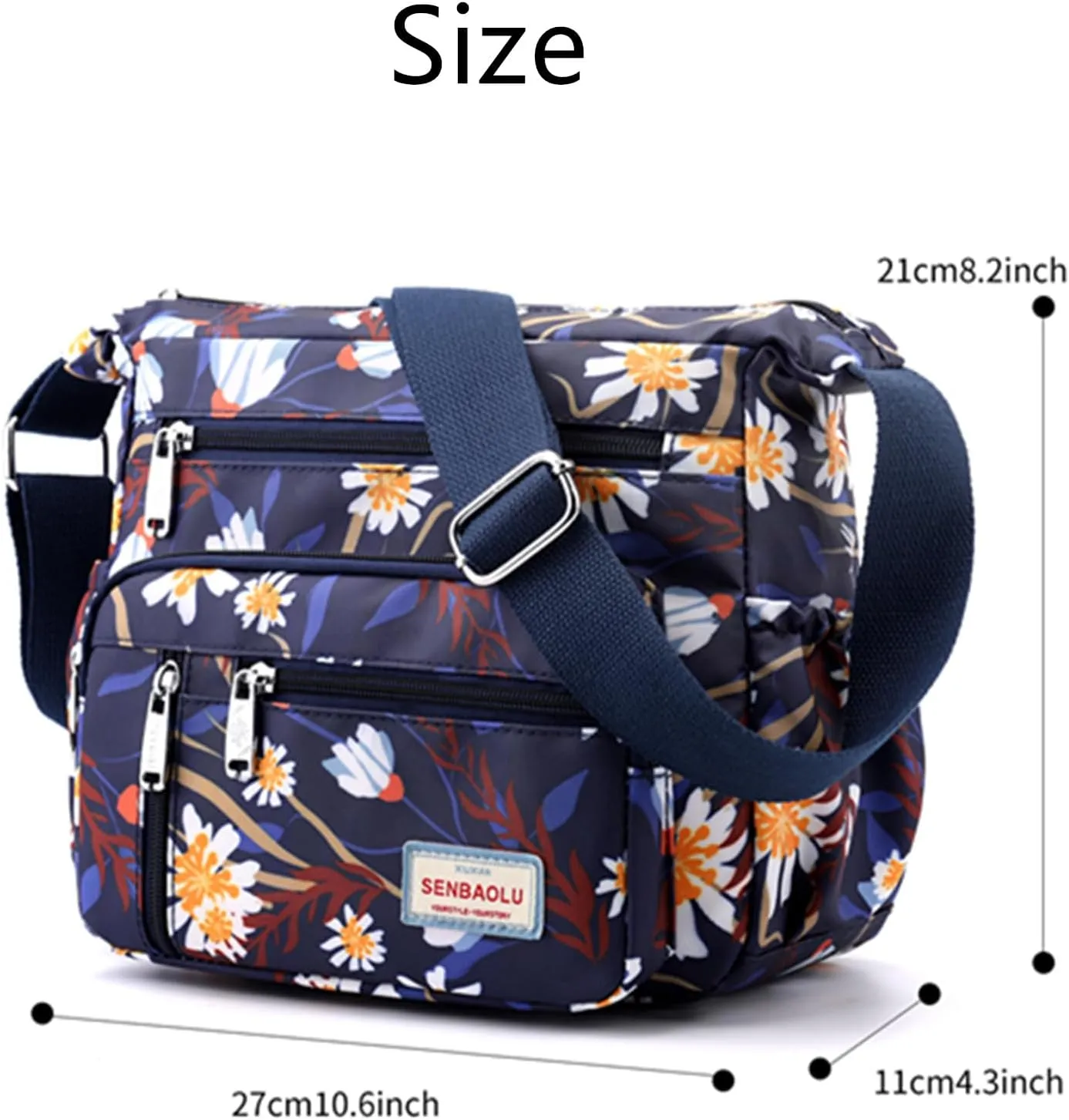 Crossbody Bag for Women Nylon Multi pockets Shoulder Bag Waterproof Floral Messenger Satchel Purses and Handbags