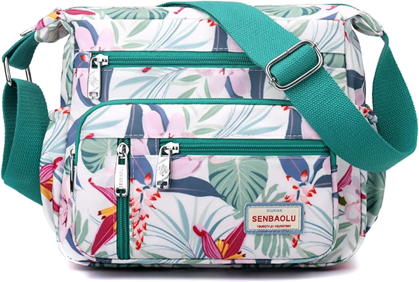 Crossbody Bag for Women Nylon Multi pockets Shoulder Bag Waterproof Floral Messenger Satchel Purses and Handbags