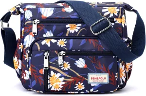 Crossbody Bag for Women Nylon Multi pockets Shoulder Bag Waterproof Floral Messenger Satchel Purses and Handbags