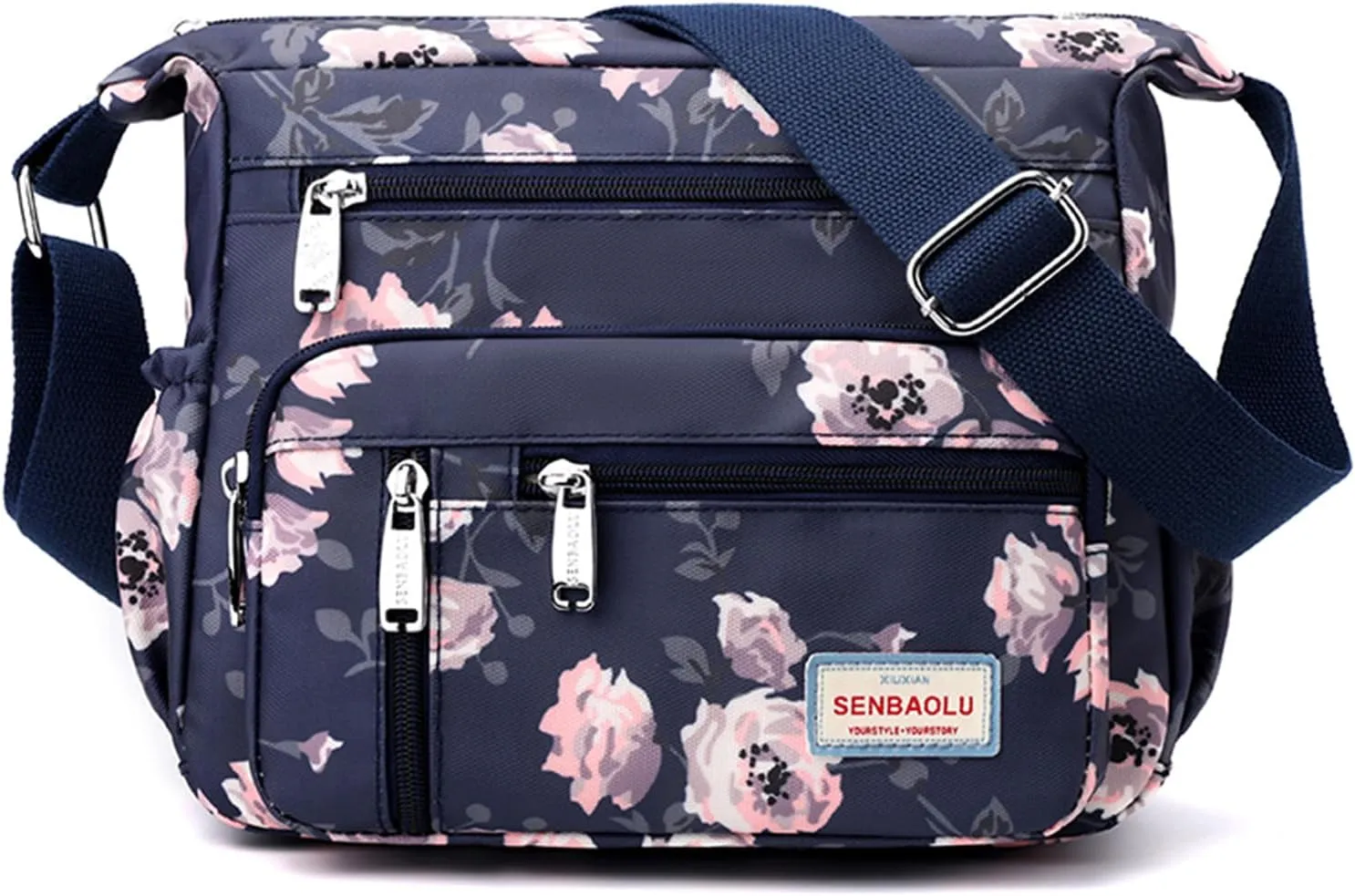 Crossbody Bag for Women Nylon Multi pockets Shoulder Bag Waterproof Floral Messenger Satchel Purses and Handbags