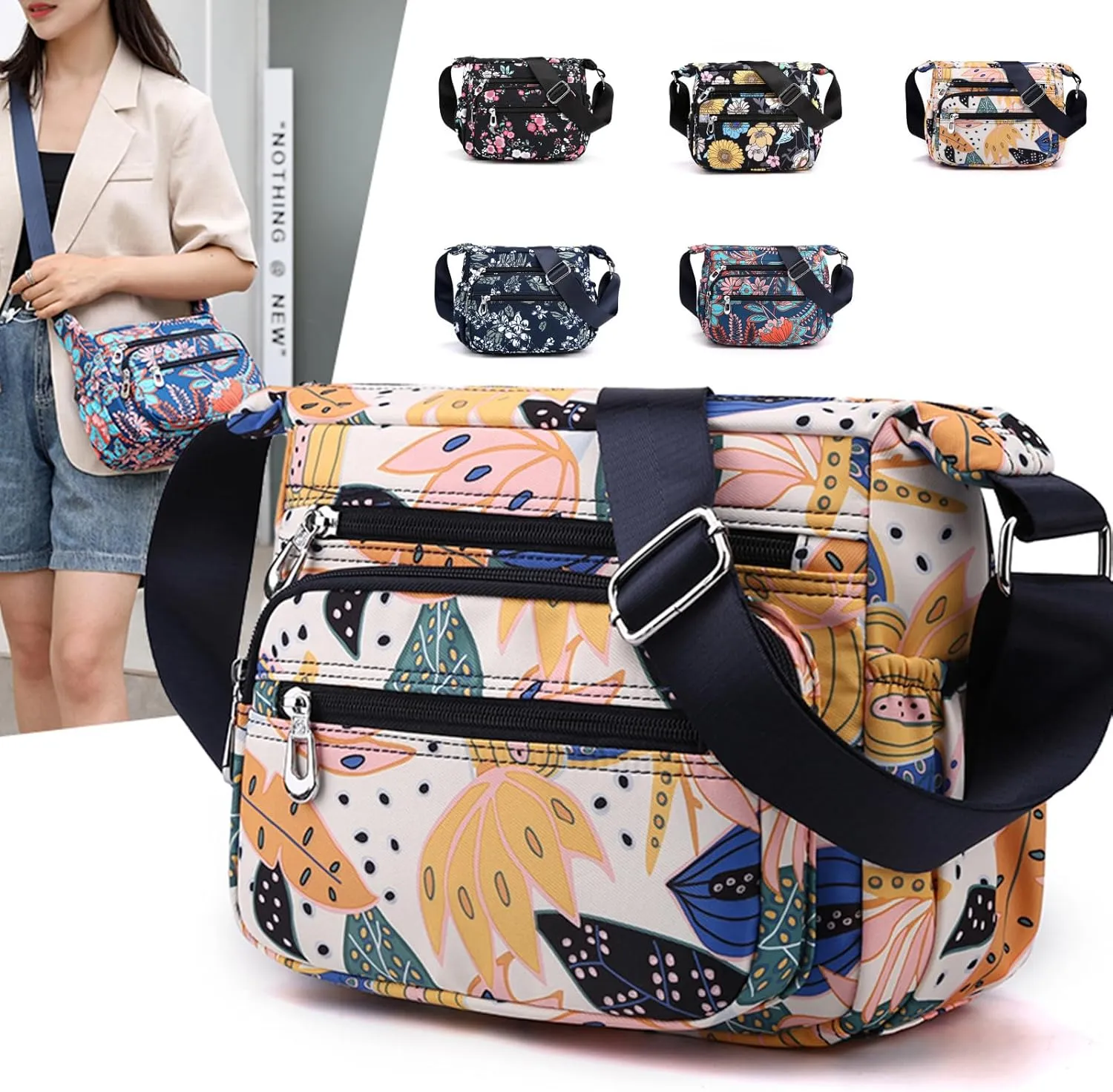 Crossbody Bags for Women, Medium Size Shoulder Handbags Satchel Purse with Multi Zipper Pockets