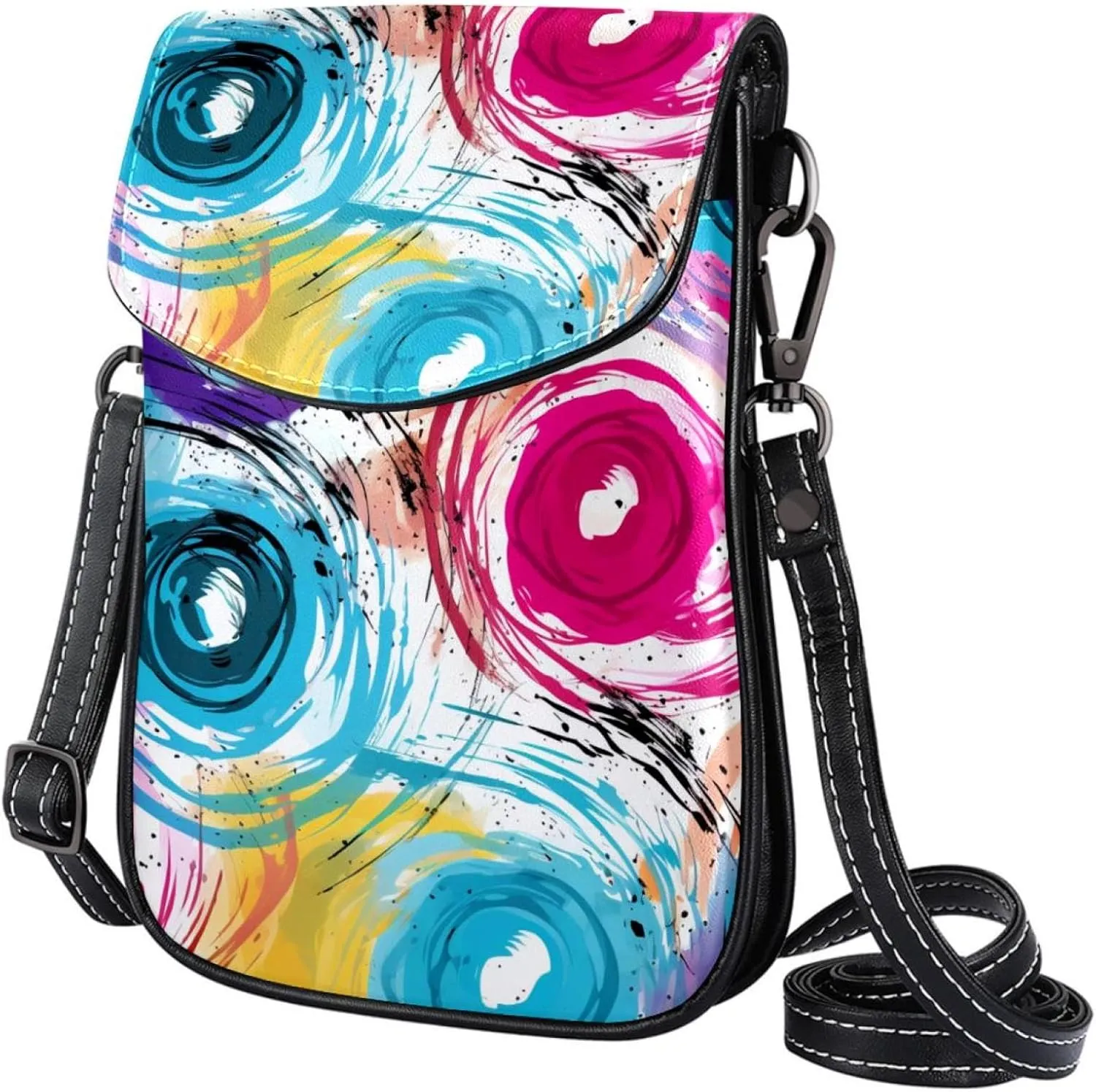 Crossbody Bags for Women,Crossbody Bag Men,Small Sling Bag,Circles Colorful Doodle Swirl,Crossbody Purse