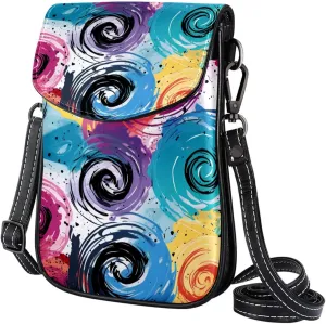 Crossbody Bags for Women,Crossbody Bag Men,Small Sling Bag,Circles Colorful Doodle Swirl,Crossbody Purse