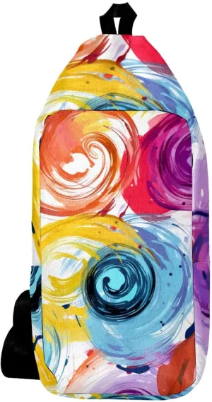 Crossbody Bags for Women,Crossbody Bag Men,Small Sling Bag,Circles Colorful Doodle Swirl,Crossbody Purse