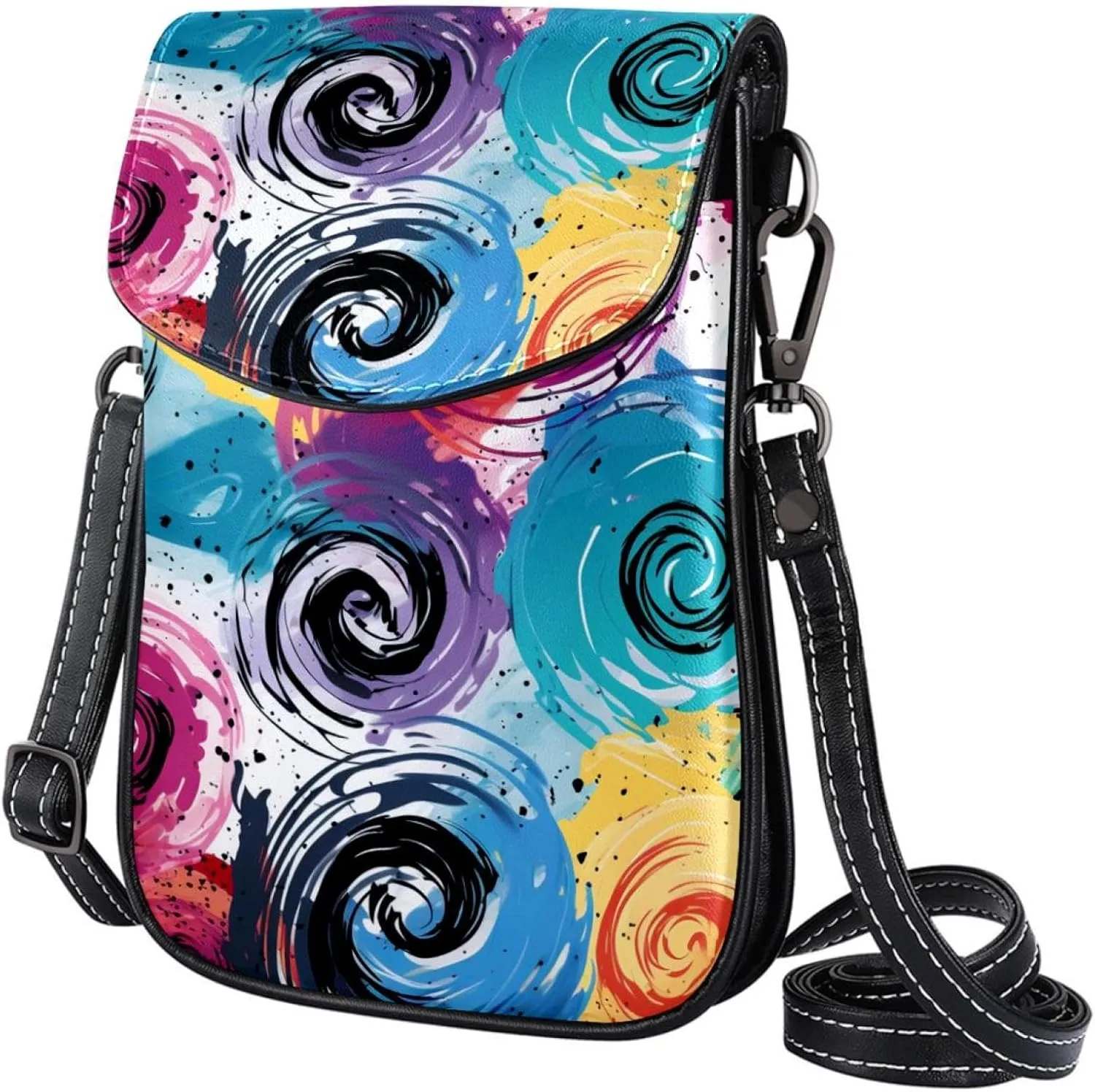 Crossbody Bags for Women,Crossbody Bag Men,Small Sling Bag,Circles Colorful Doodle Swirl,Crossbody Purse