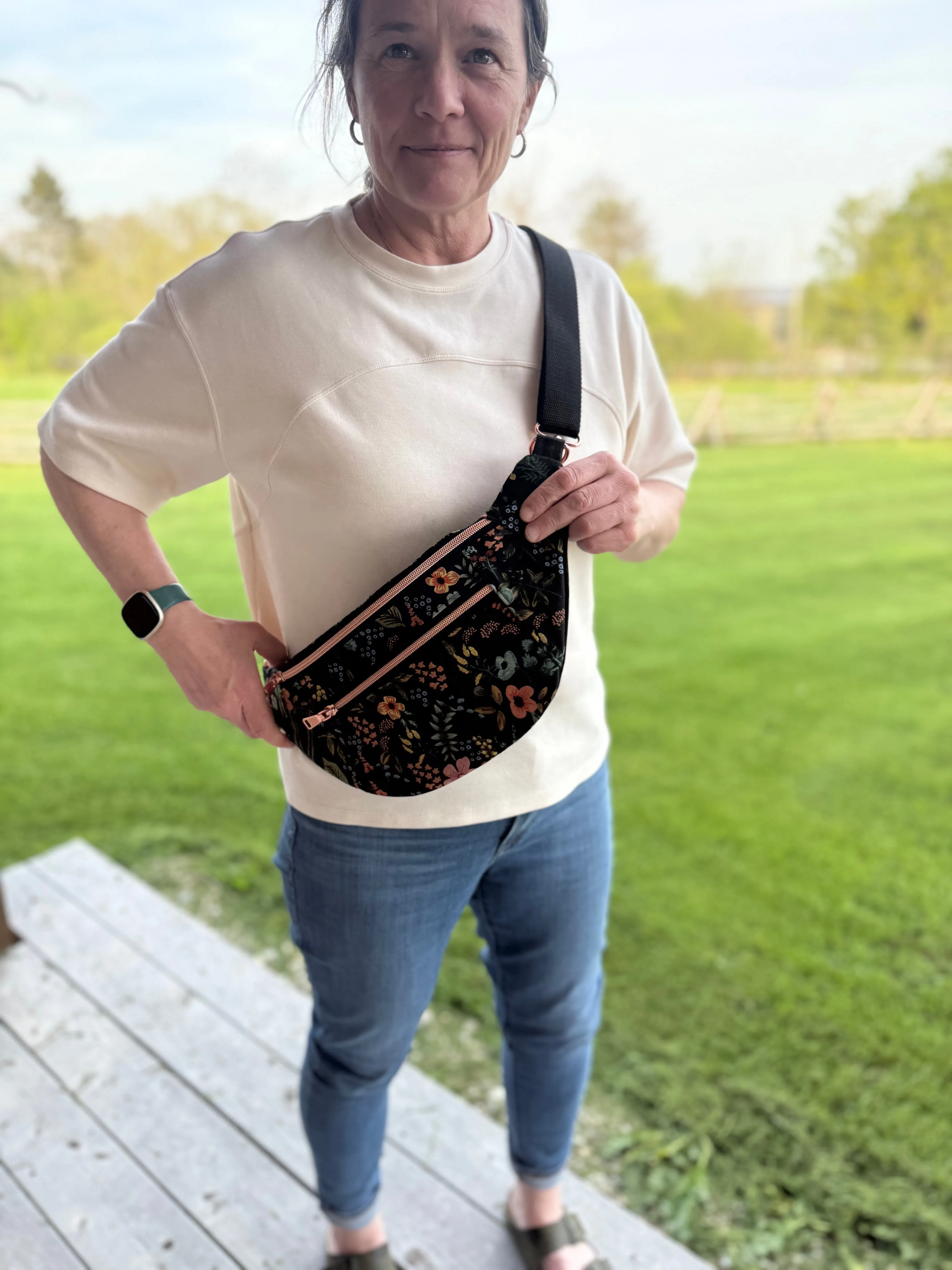 Crossbody Hipster Bag Rifle Paper Co Canvas -Amalfi Coast Pattern
